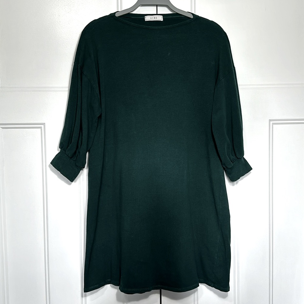 Aime forest green shift dress